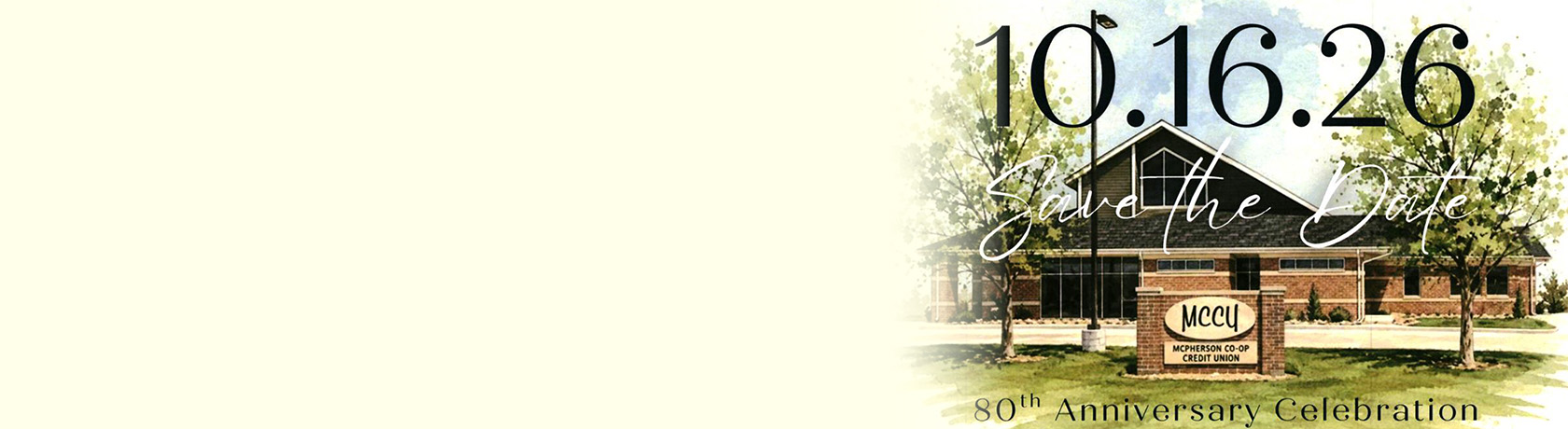 October 16, 2026. Save the Date. 80th Anniversary Celebration.